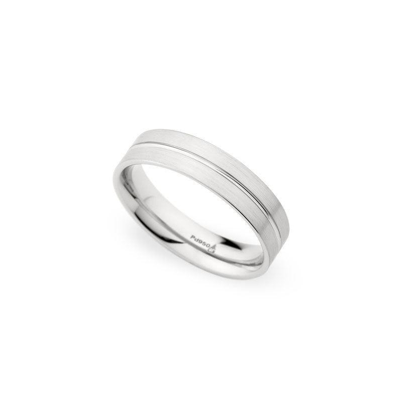 5.5mm Brushed with Polished Center Groove Wedding Band