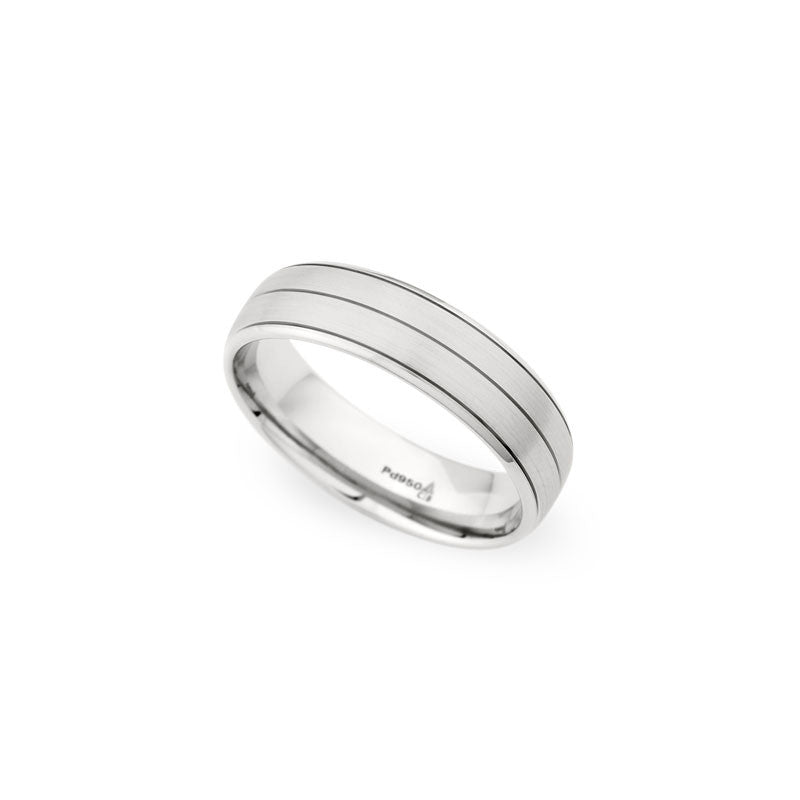 6mm Brushed Finish with Three Grooves Wedding Band