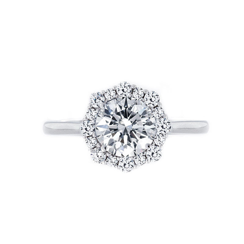 Alternating Diamond Halo Engagement Ring