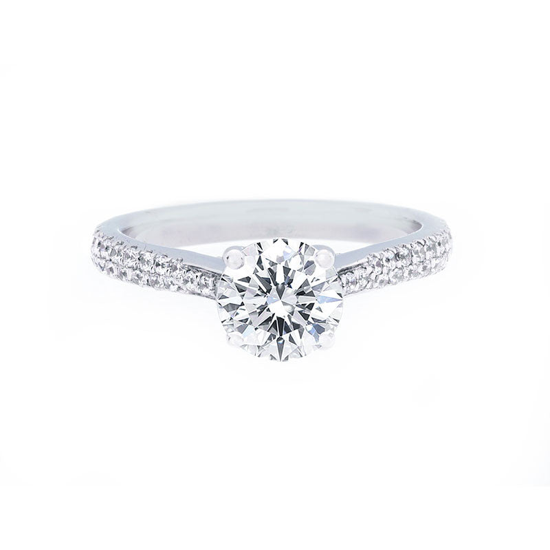 Classic 4 Prong Engagement with Tapered Diamond 2 Row Band.