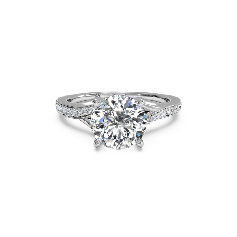Ritani Micropave Bypass Round Brilliant Diamond Engagement Ring