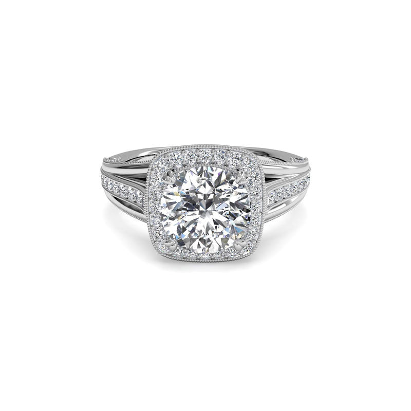 Ritani Miligrain Halo Surprise Diamond Round Diamond Engagement Ring