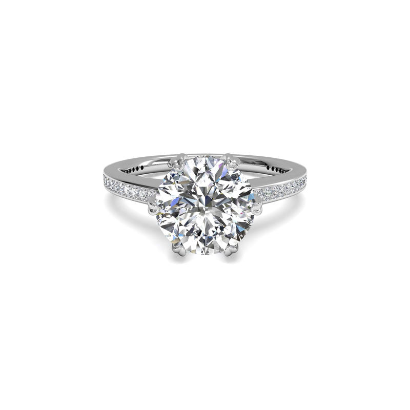 Ritani Six-Prong Micropave Round Brilliant Diamond Engagement Ring