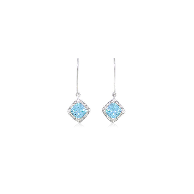 Pietra Collection Petite Blue Topaz and Diamond Earrings