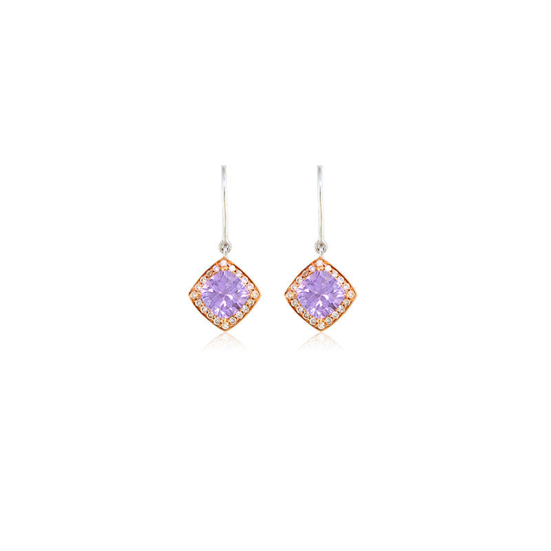 Pietra Collection Petite Rose-de-France and Diamond Two-Tone Earrings