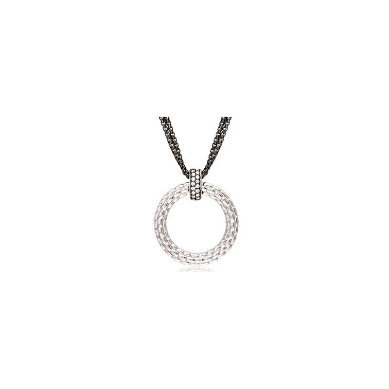 Pietra Collection Black Rhodiun Diamond Bale Circle Pendant
