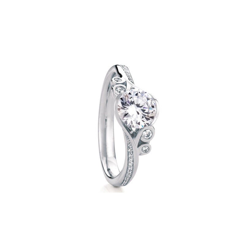 Fern Pave Round Brilliant Diamond Engagement Ring