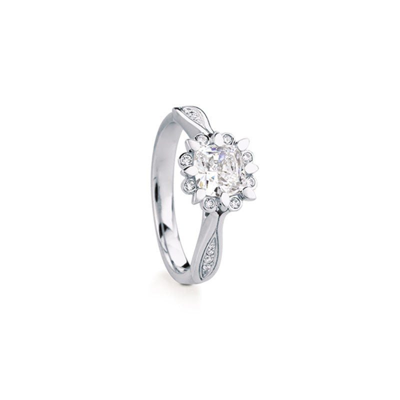 Snowdrop Cushion Brilliant Diamond Engagement Ring
