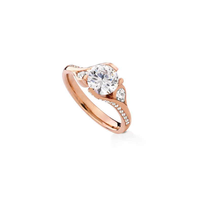 Maevona Poppy Pave Round Brilliant Diamond Engagement Ring
